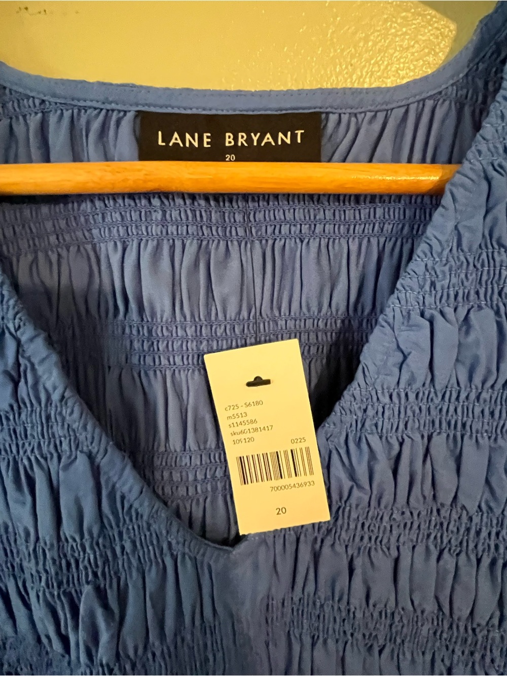 Lane Bryant Womens Blue Smocked 100% Cotton Sun Mini Dress Pickets 20 NWT - Picture 6 of 12
